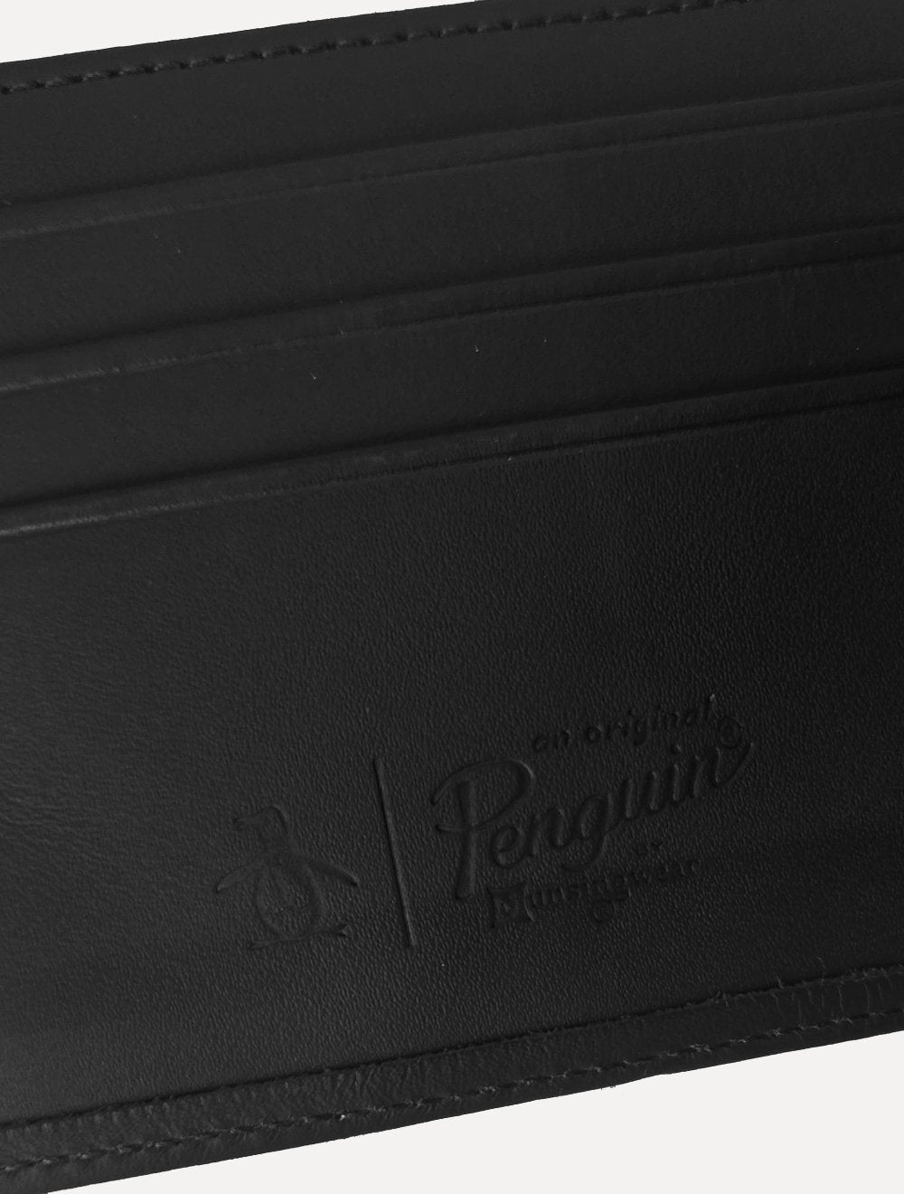 Carteira Original Penguin Masculina Couro Recorte Logo Preta