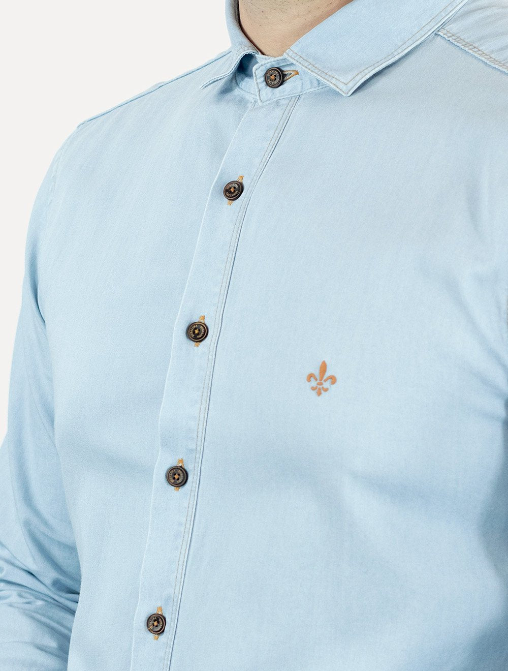 Camisa Dudalina Masculina Milano Essentials Lisa Azul Jeans Claro