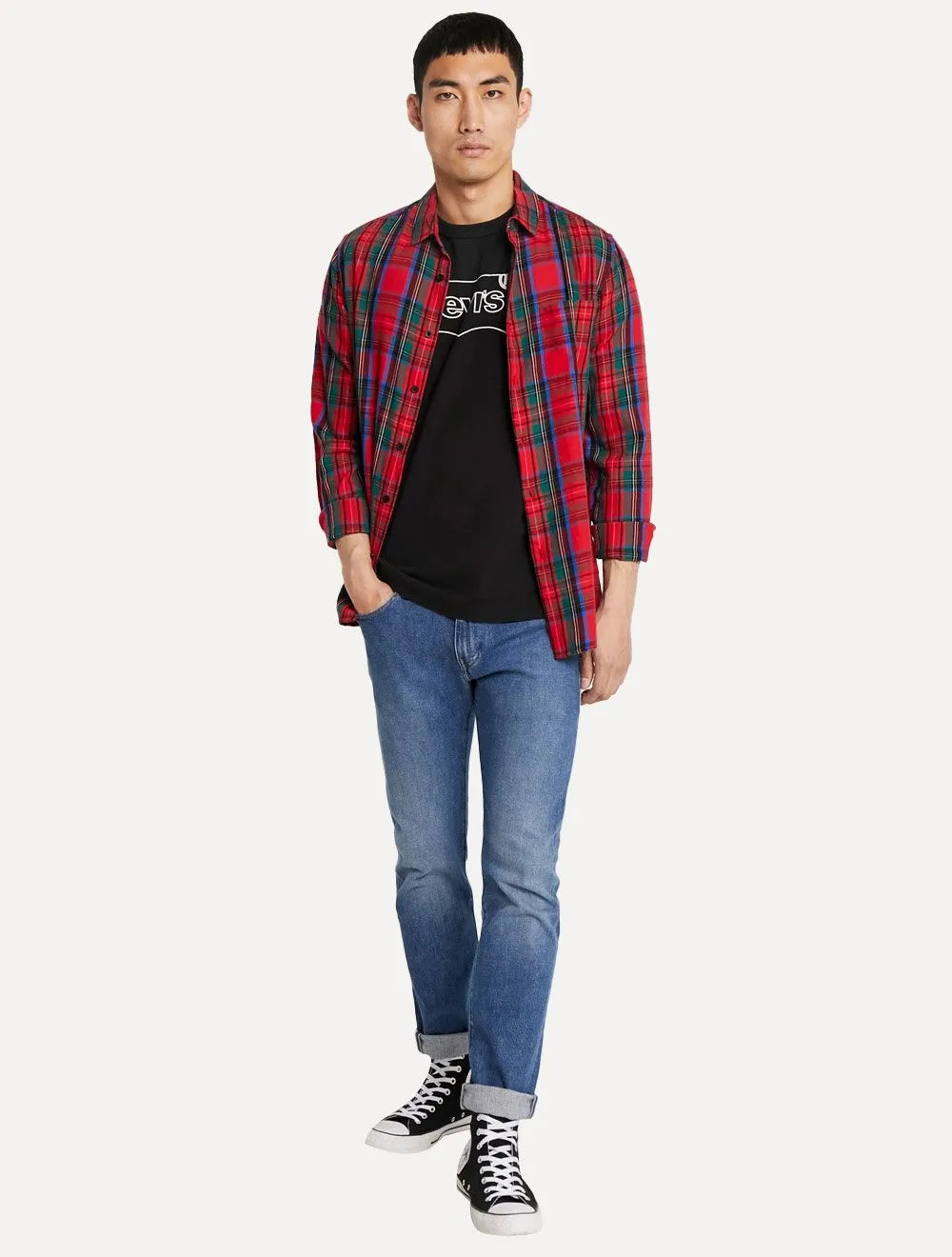 Camiseta Levis Masculina Relaxed Center Logo Stripe Preta