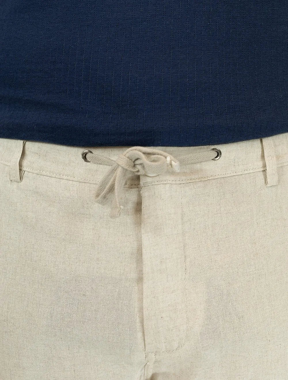Calça Calvin Klein Masculina Linen Flamê Com Cadarço Off White