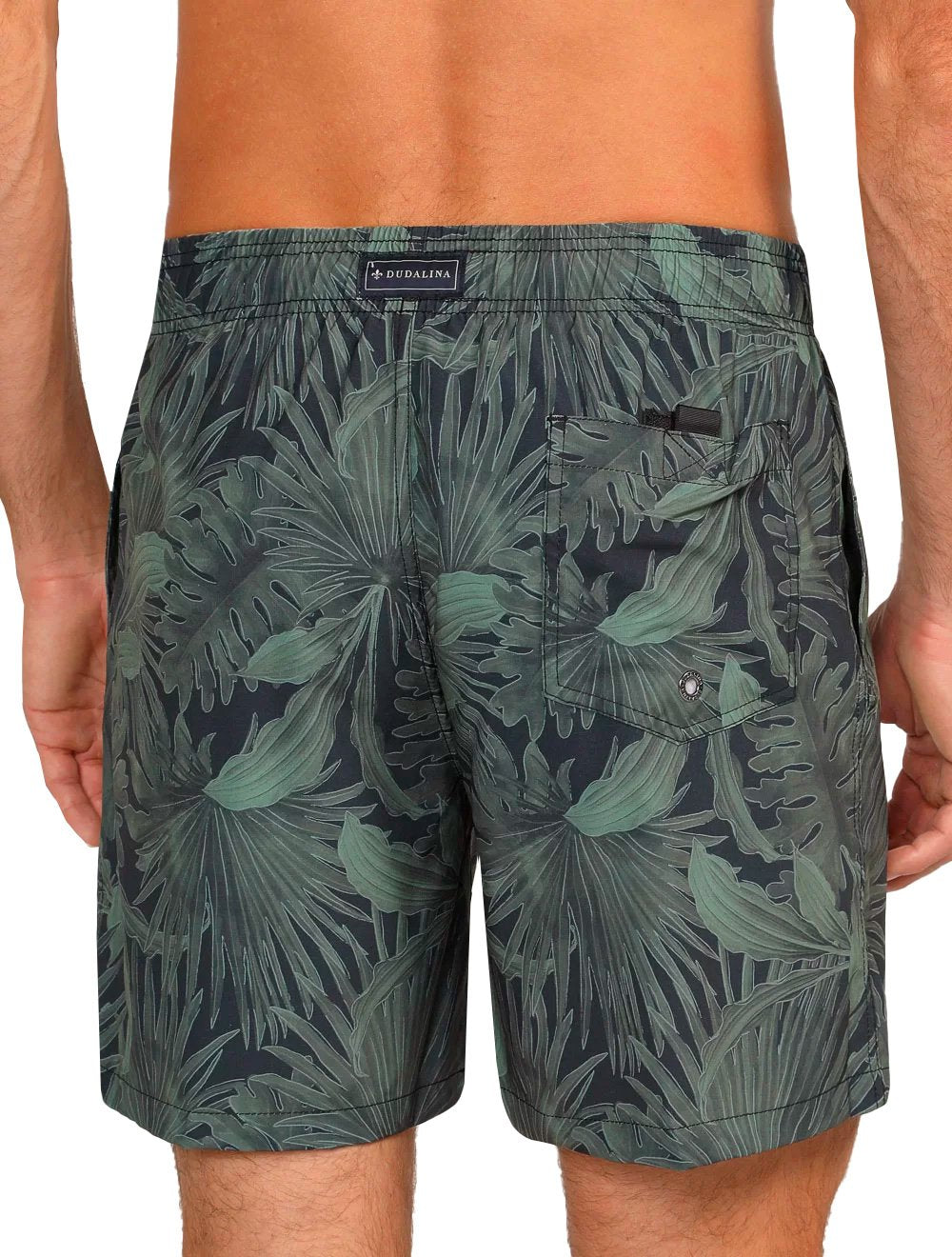 Short Dudalina Masculino D'Água Floral Verde Militar