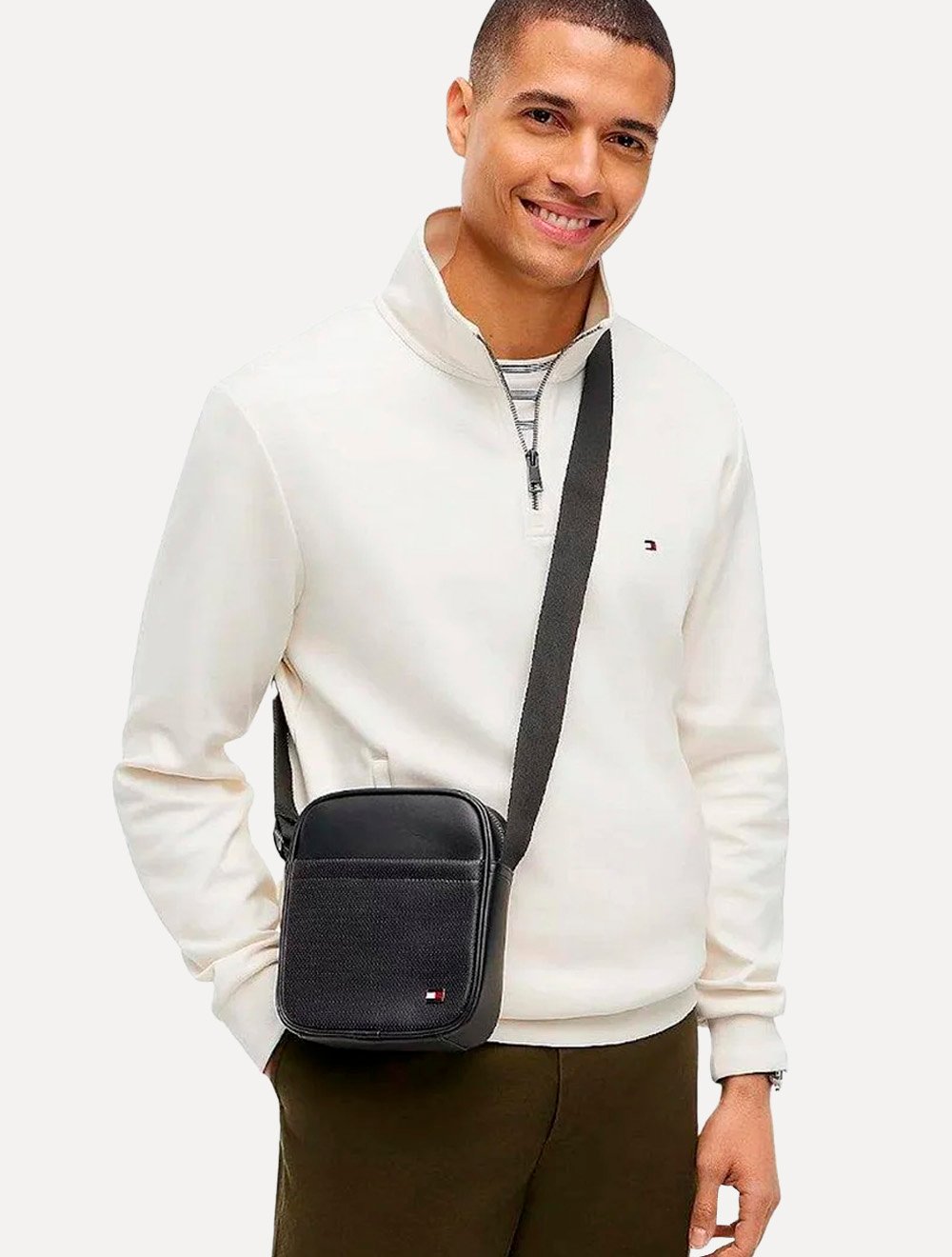 Bolsa Tommy Hilfiger Masculina Foundation Mini Reporter Preta