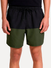 Short John John Masculino Regular Fit Bicolor Preto/Verde Escuro