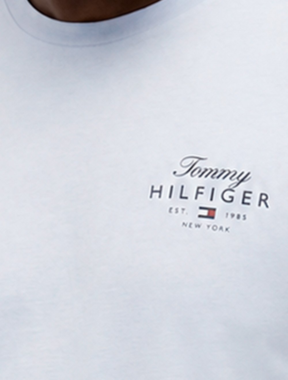 Camiseta Tommy Hilfiger Masculina Brand Love Signature Azul Claro