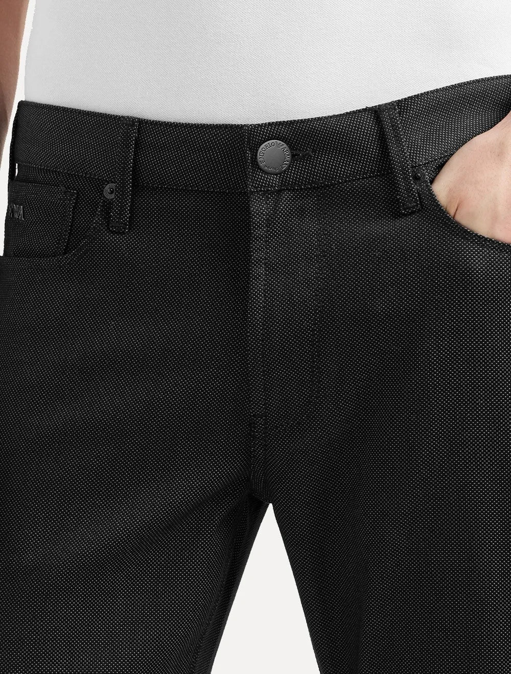 Calça Jeans Empório Armani Masculina J06 Slim Fit Armure 5 Pockets Preto