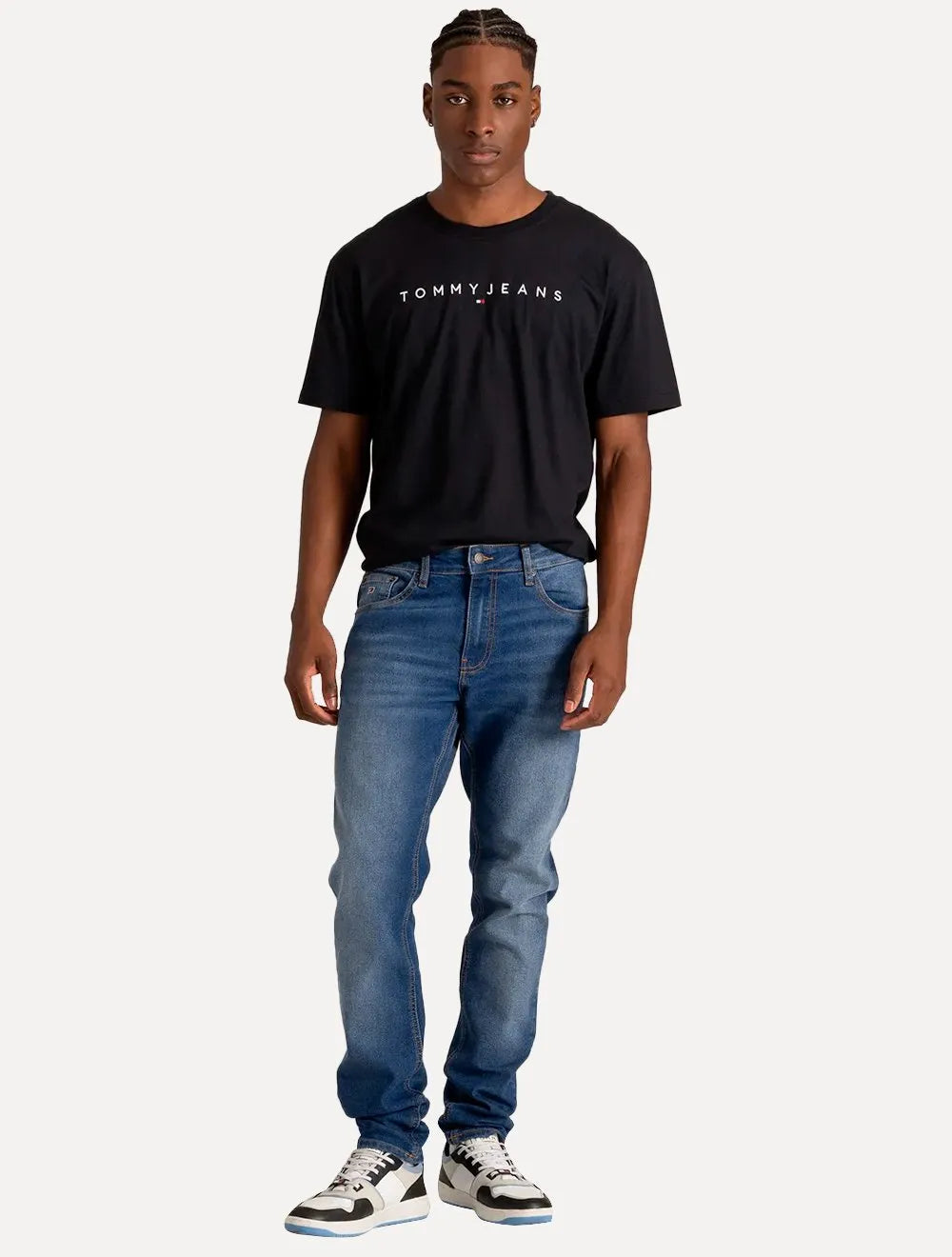 Calça Tommy Jeans Masculina Slim Scanton Flag Pocket Azul Médio