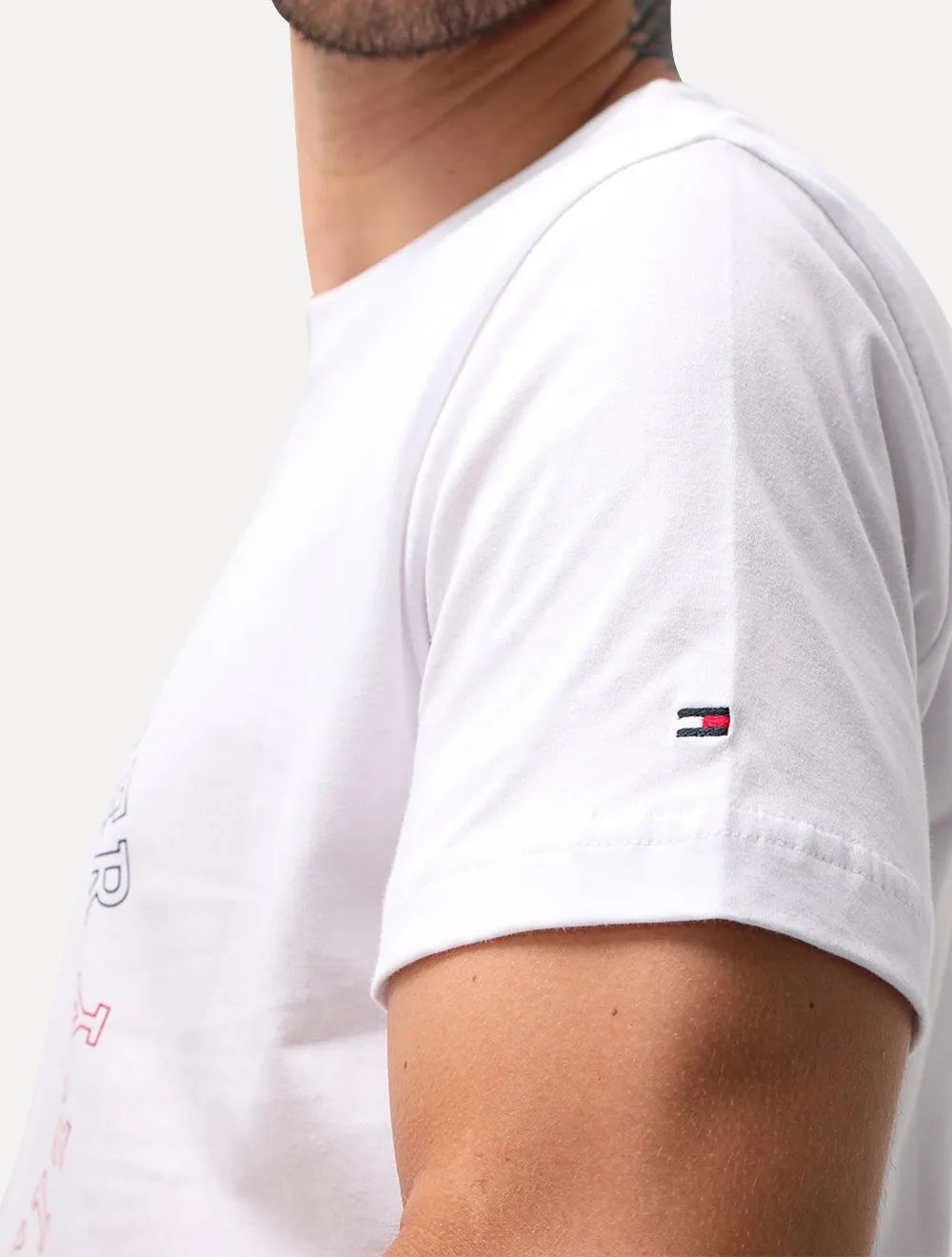 Camiseta Tommy Hilfiger Masculina Monotype Roundle Logo Branca