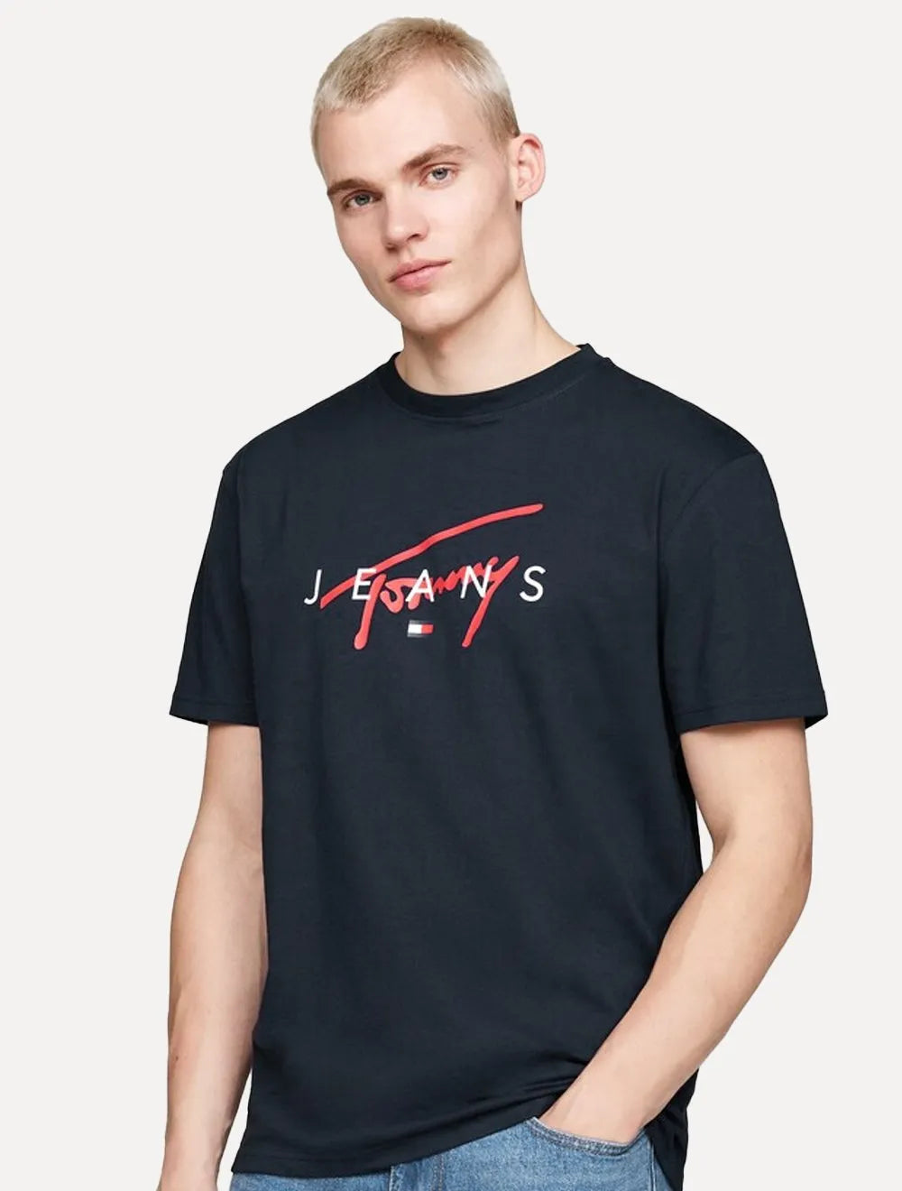 Camiseta Tommy Jeans Masculina Regular Signature Twist Logo Tee Azul Marinho