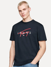 Camiseta Tommy Jeans Masculina Regular Signature Twist Logo Tee Azul Marinho