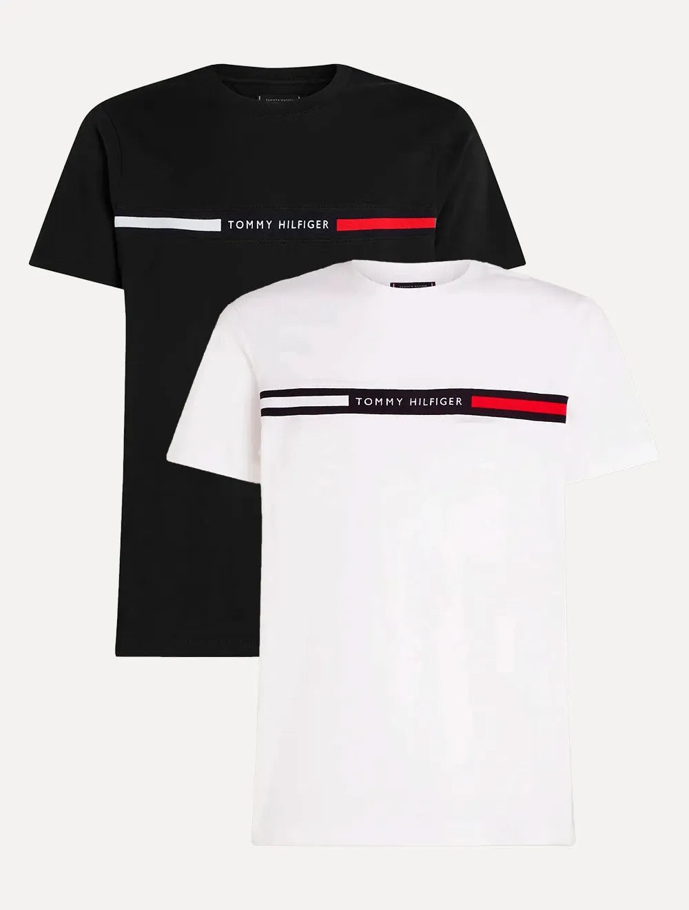 Kit Camisetas Tommy Hilfiger | Chest Insert Logo Branca/Preta 2UN