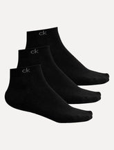 Meia Calvin Klein Cano Curto CK Preta Kit 3 Pares