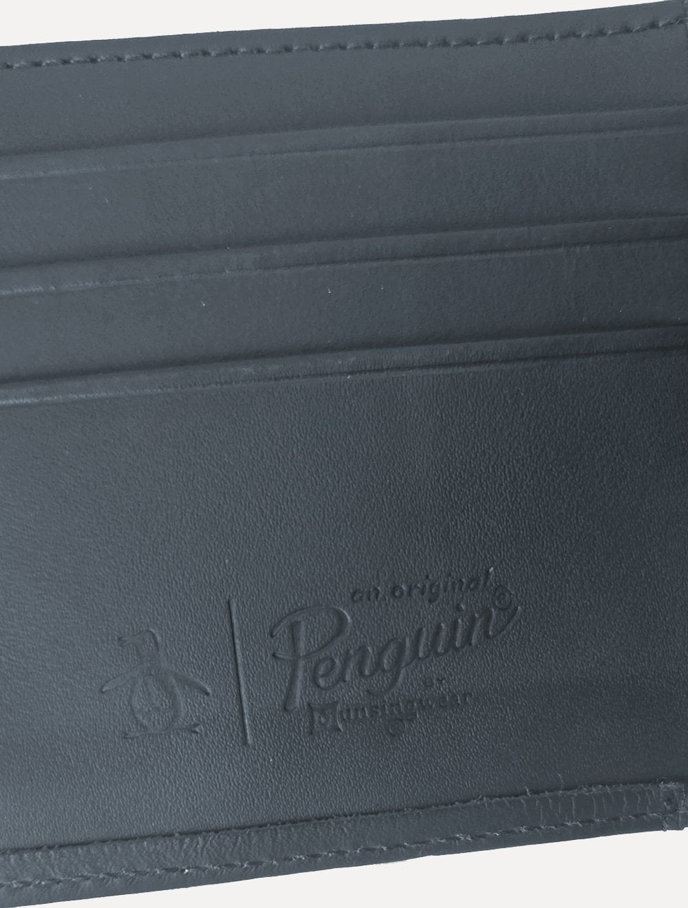 Carteira Original Penguin Masculina Couro Recorte Logo Azul Marinho