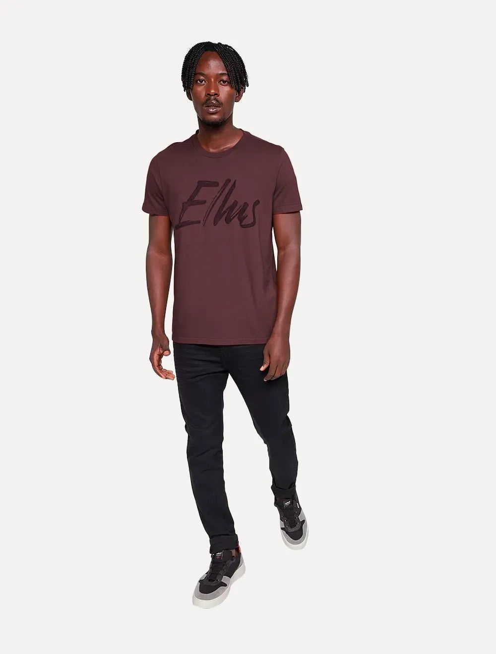 Camiseta Ellus Masculina Maxi Logo Classic Brush Bordô