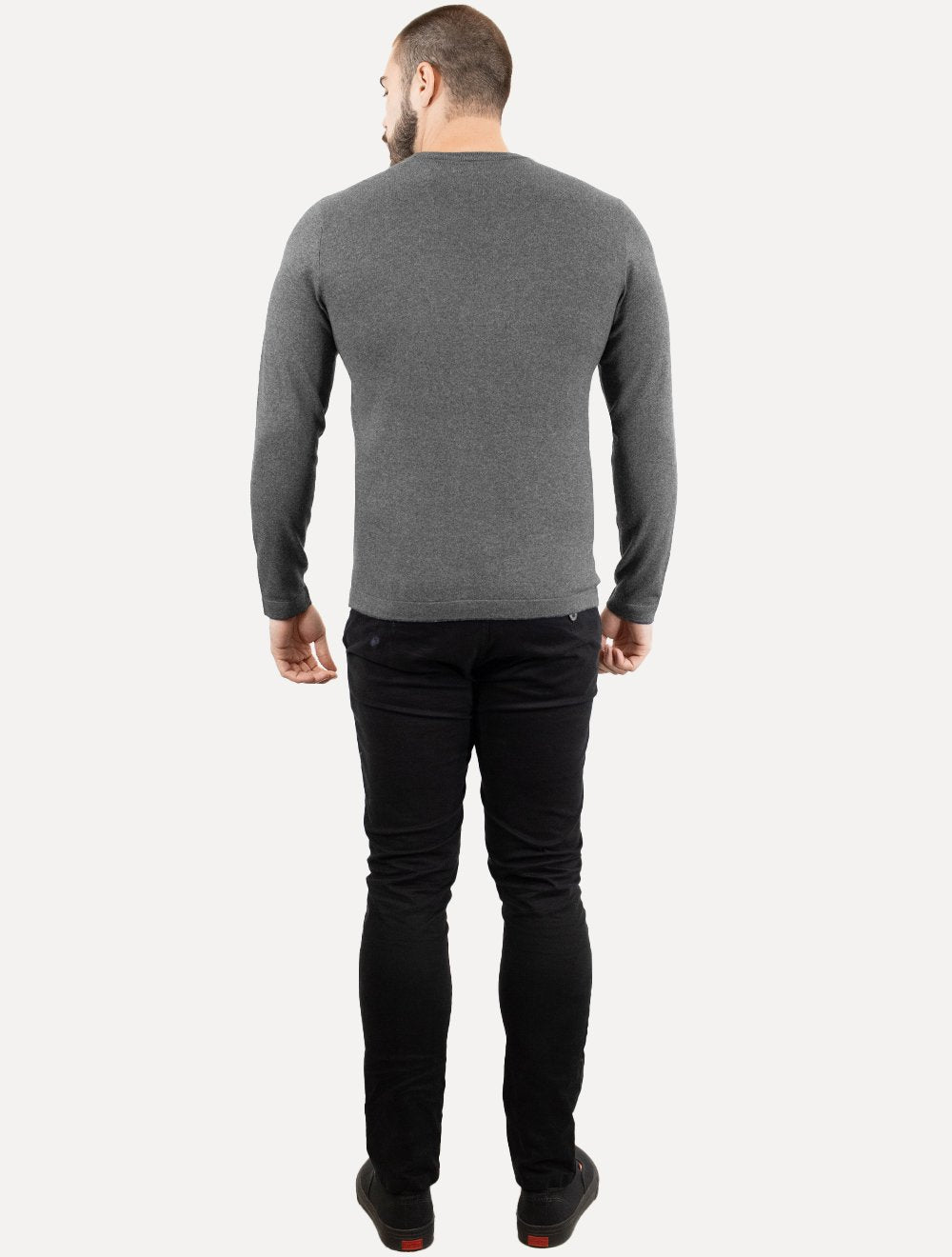 Suéter Calvin Klein Jeans Masculino Tricot Gola Careca com Logo Chumbo