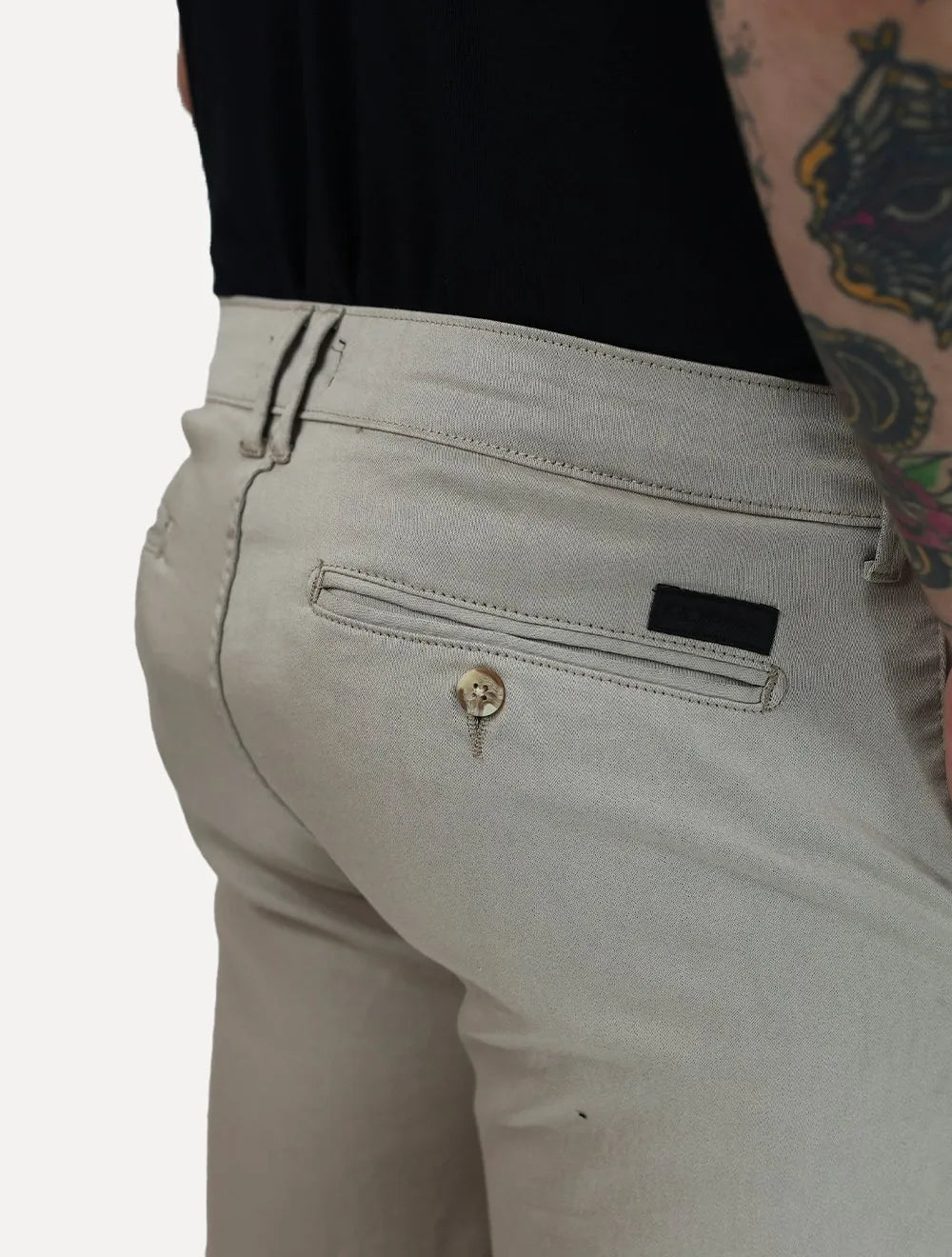 Bermuda K&J Black Masculina Casual Flex Cetim Cáqui