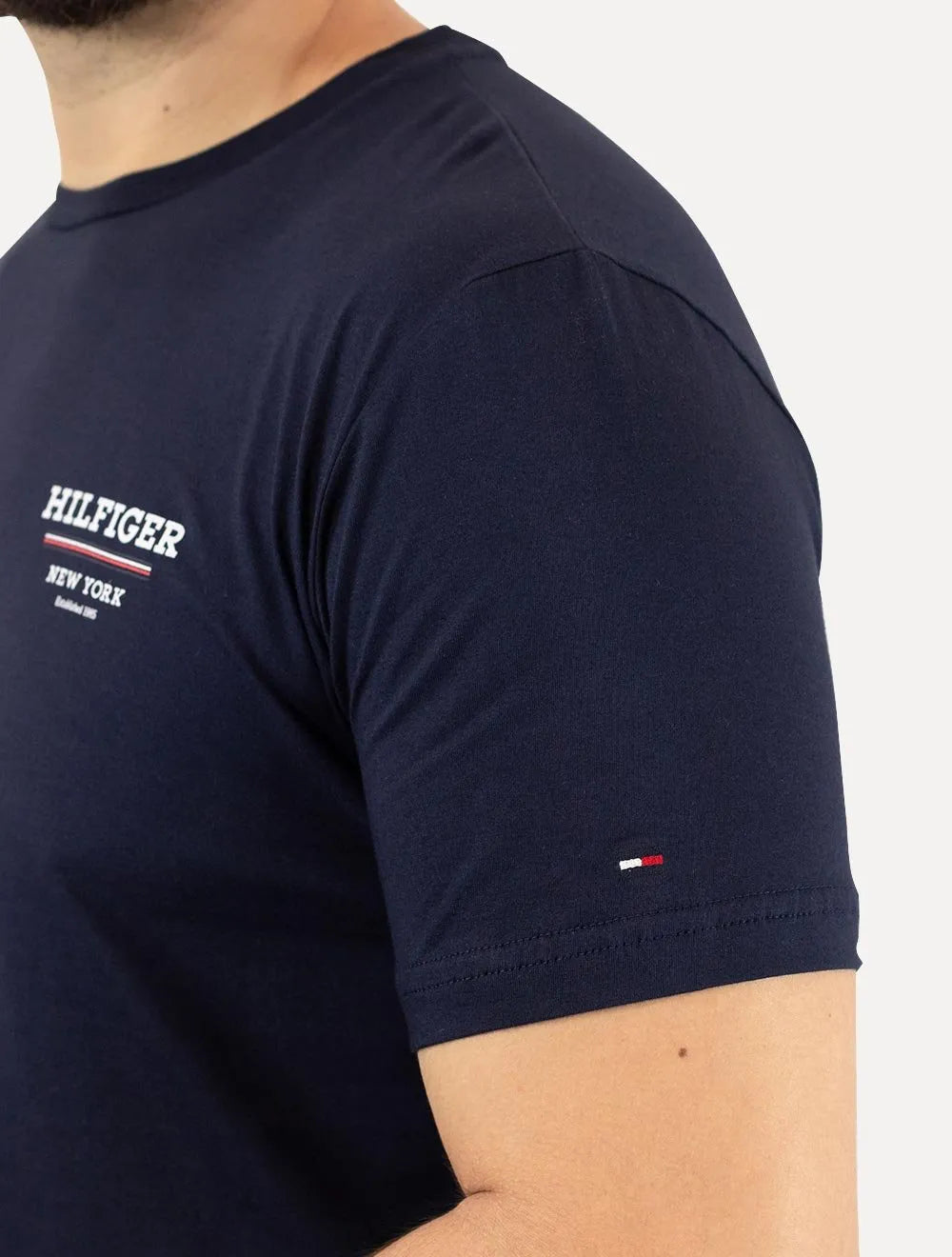 Camiseta Tommy Hilfiger Masculina Regular Global Stripe Azul Marinho