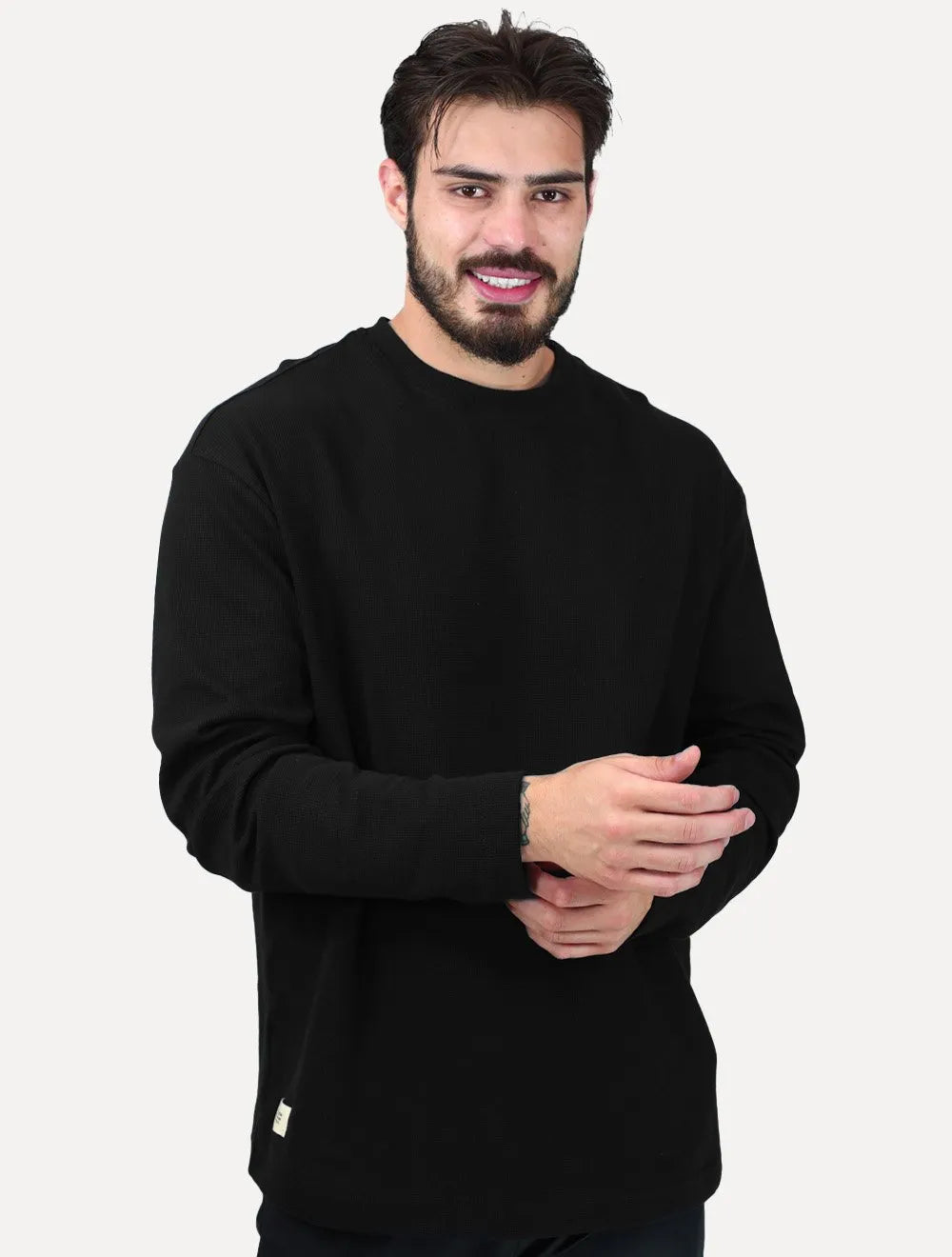 Camiseta Osklen Masculina Manga Longa Maxitexture Preta