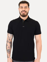 Polo Calvin Klein Masculina Piquet Slim Center Rubber Premium Preta