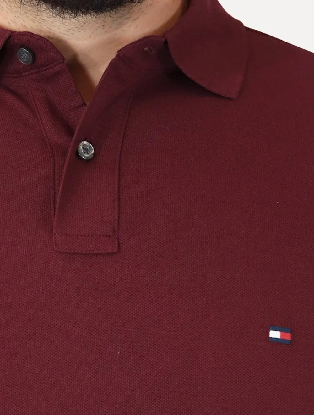 Polo Tommy Hilfiger Masculina Regular Piquet 1985 Bordô