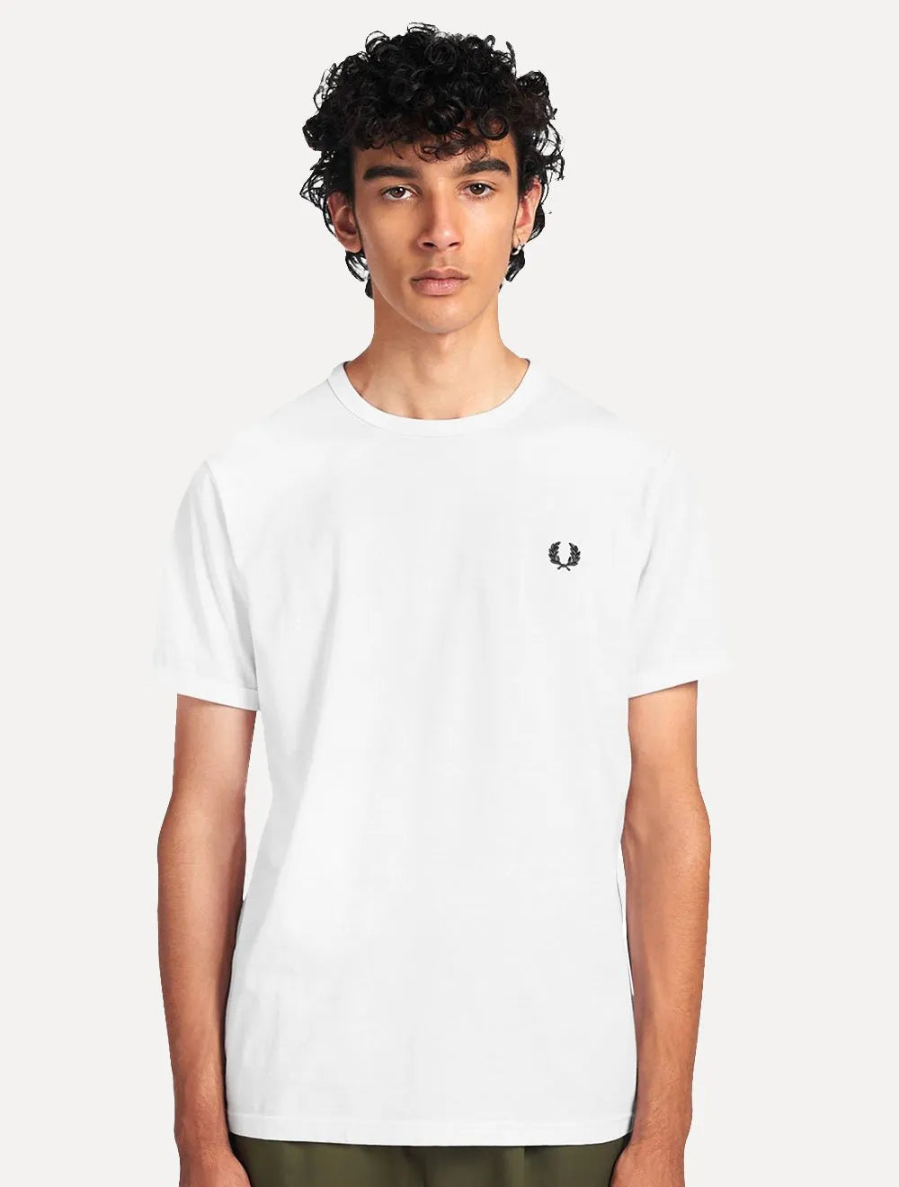 Camiseta Fred Perry Masculina Regular Ringer Logo Branca