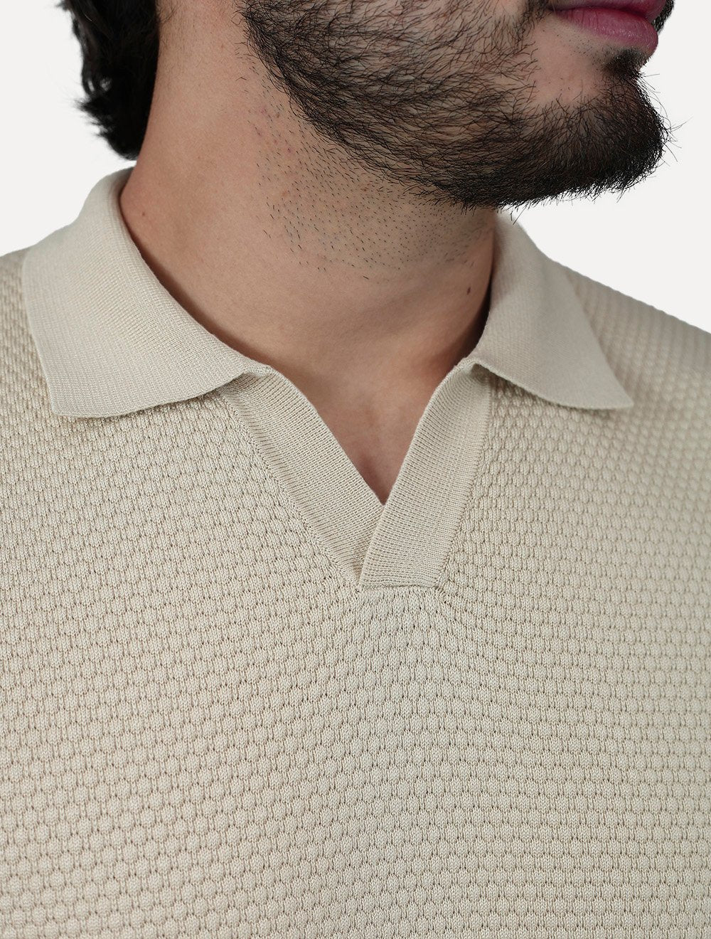 Camiseta Dixen Masculina Tricot Manga Longa Jacquard Seamless Cáqui