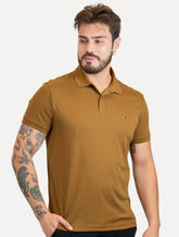 Polo Tommy Hilfiger Masculina Malha Liquid Cotton Essential Marrom