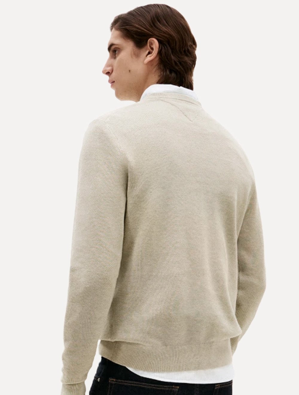 Suéter Tommy Hilfiger Masculino Essential C-Neck Structured Cáqui Mescla