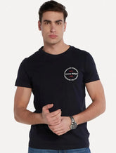 Camiseta Tommy Hilfiger Masculina Columbus Roundle Logo Azul Marinho