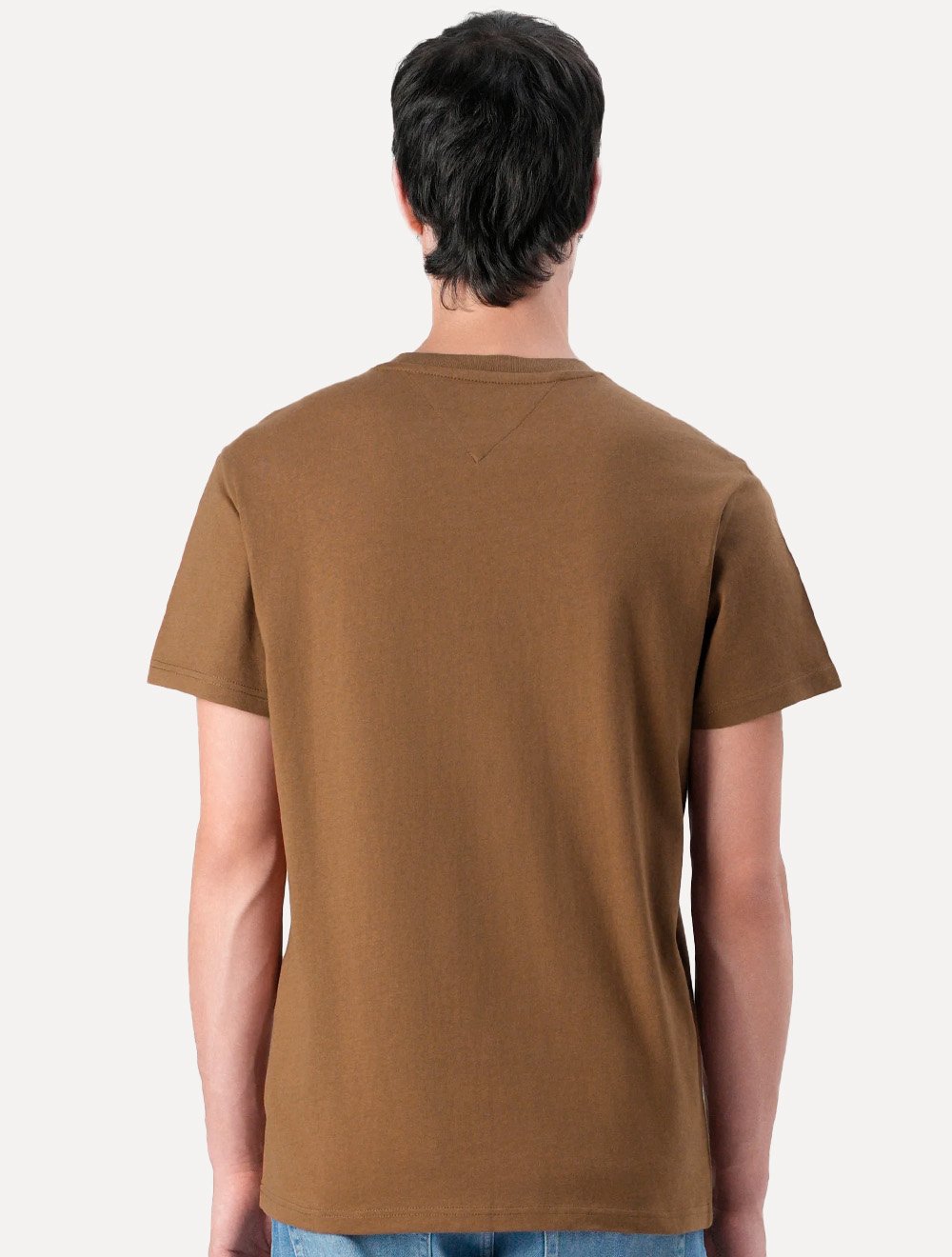 Camiseta Tommy Jeans Masculina Slim Linear Chest Marrom