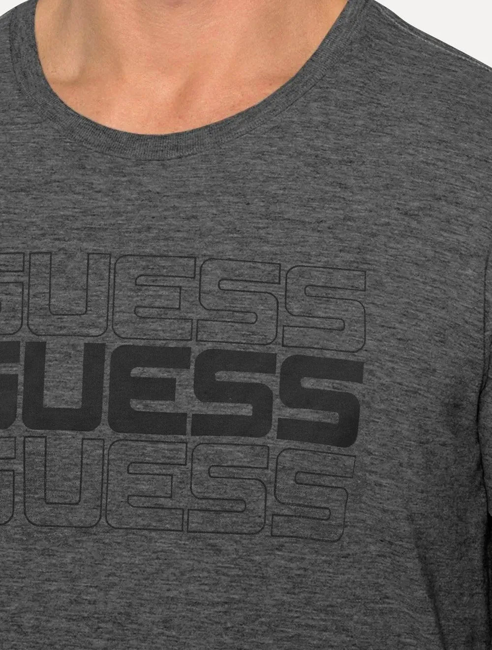 Camiseta Guess Masculina Classic Logo Vazado Cinza