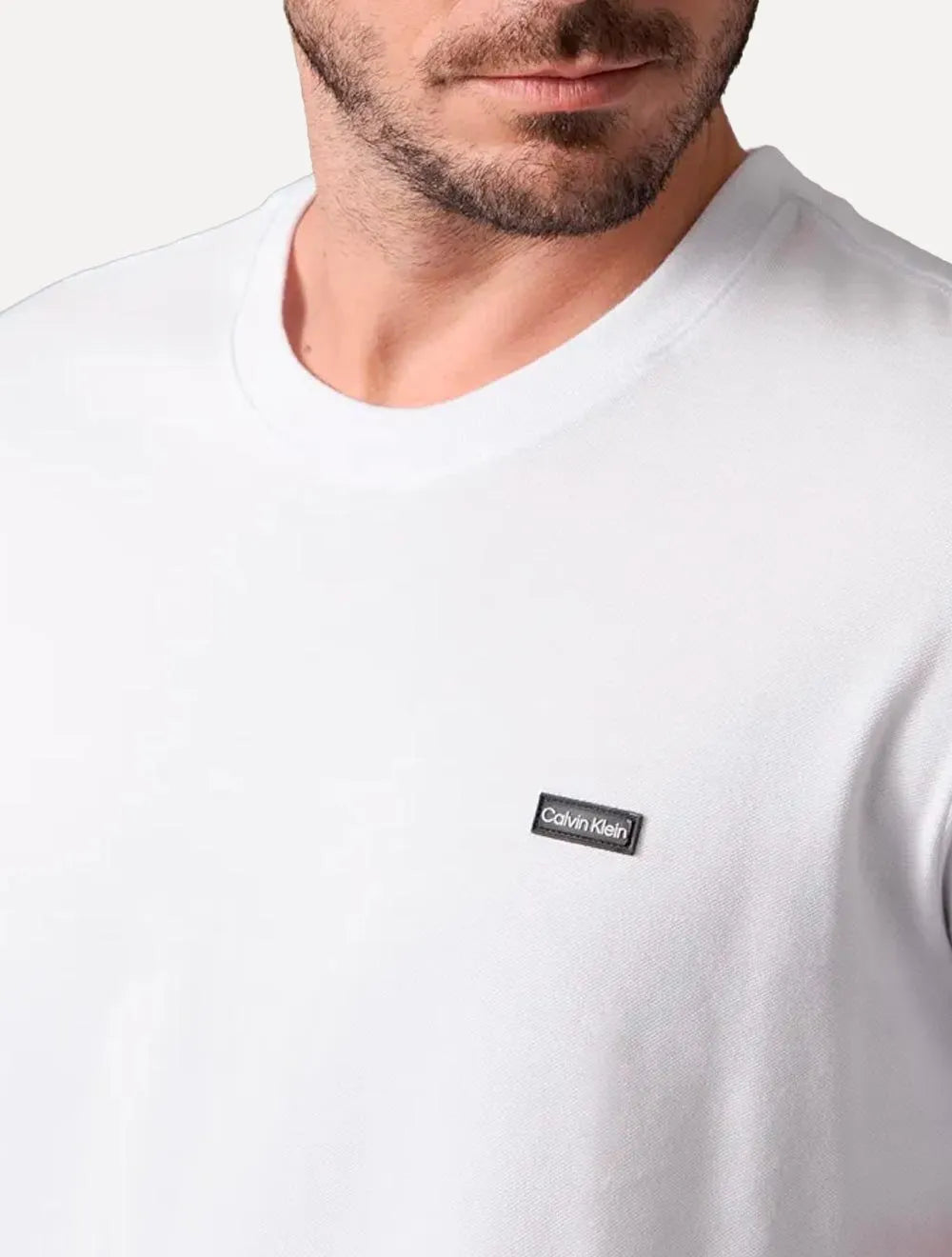 Camiseta Calvin Klein Masculina Piquet Orgânico Cotton Branca