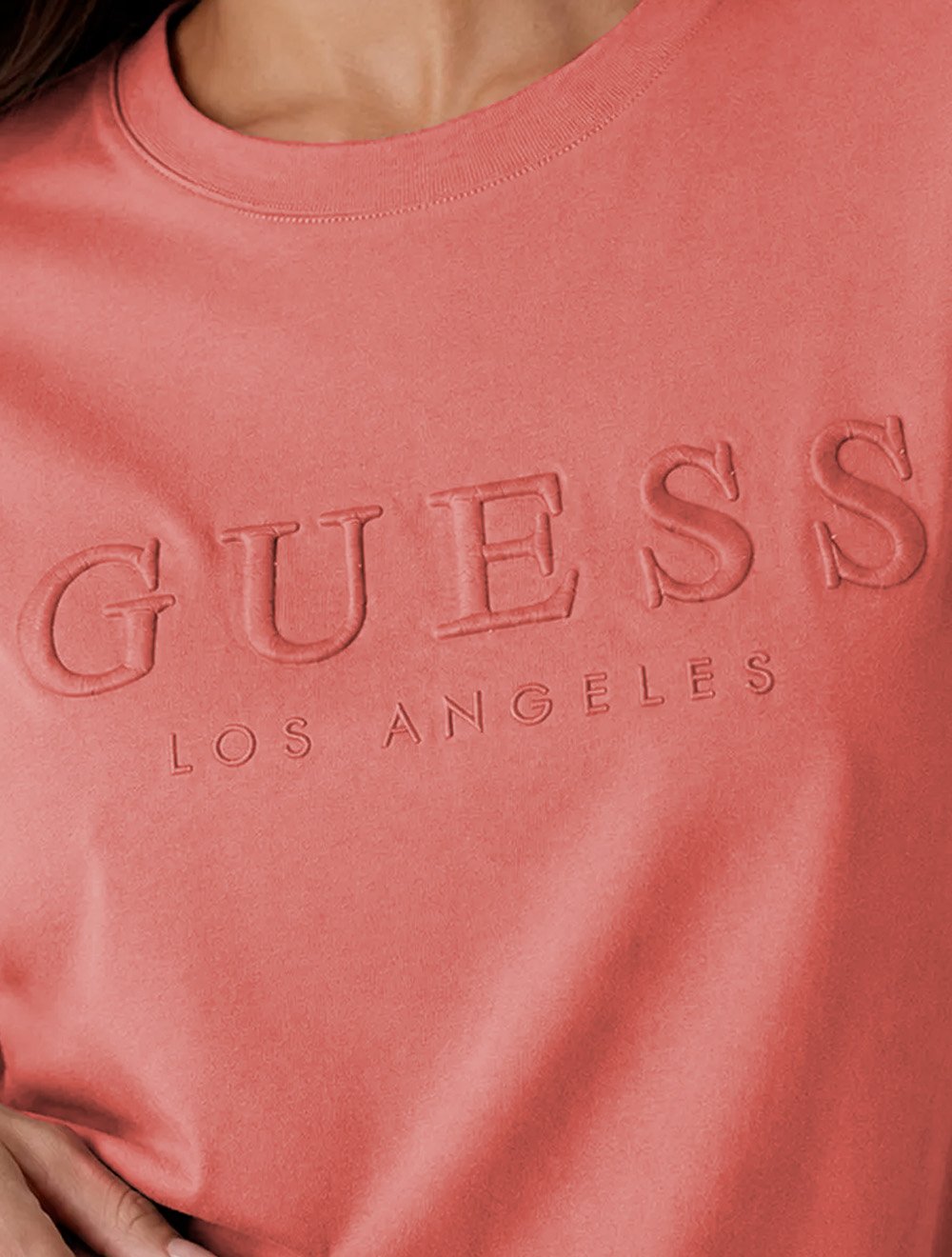 Camiseta Guess Feminina Los Angeles Embroidery Logo Rosa