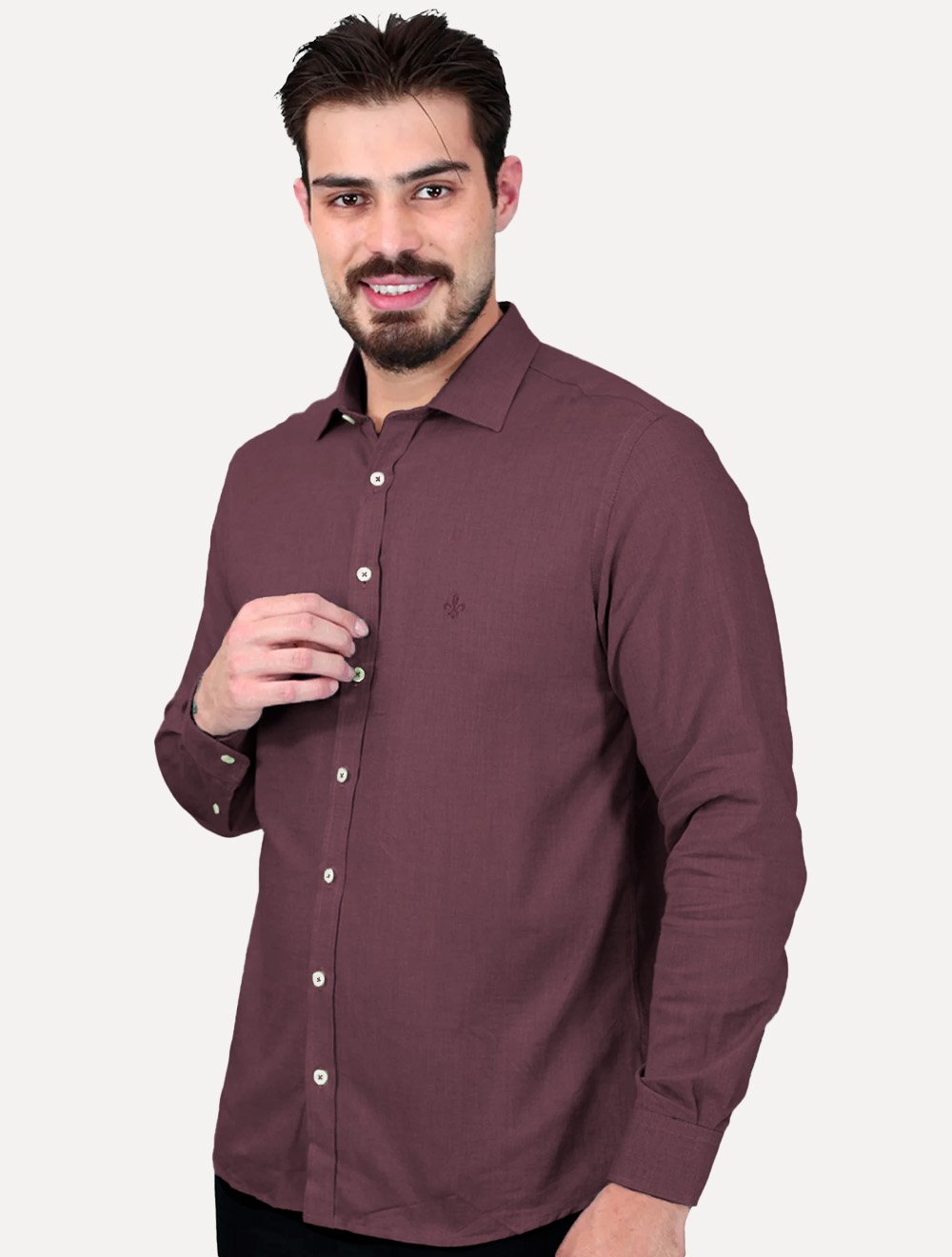 Camisa Dudalina Masculina Slim Fit Superfine Cotton Vinho
