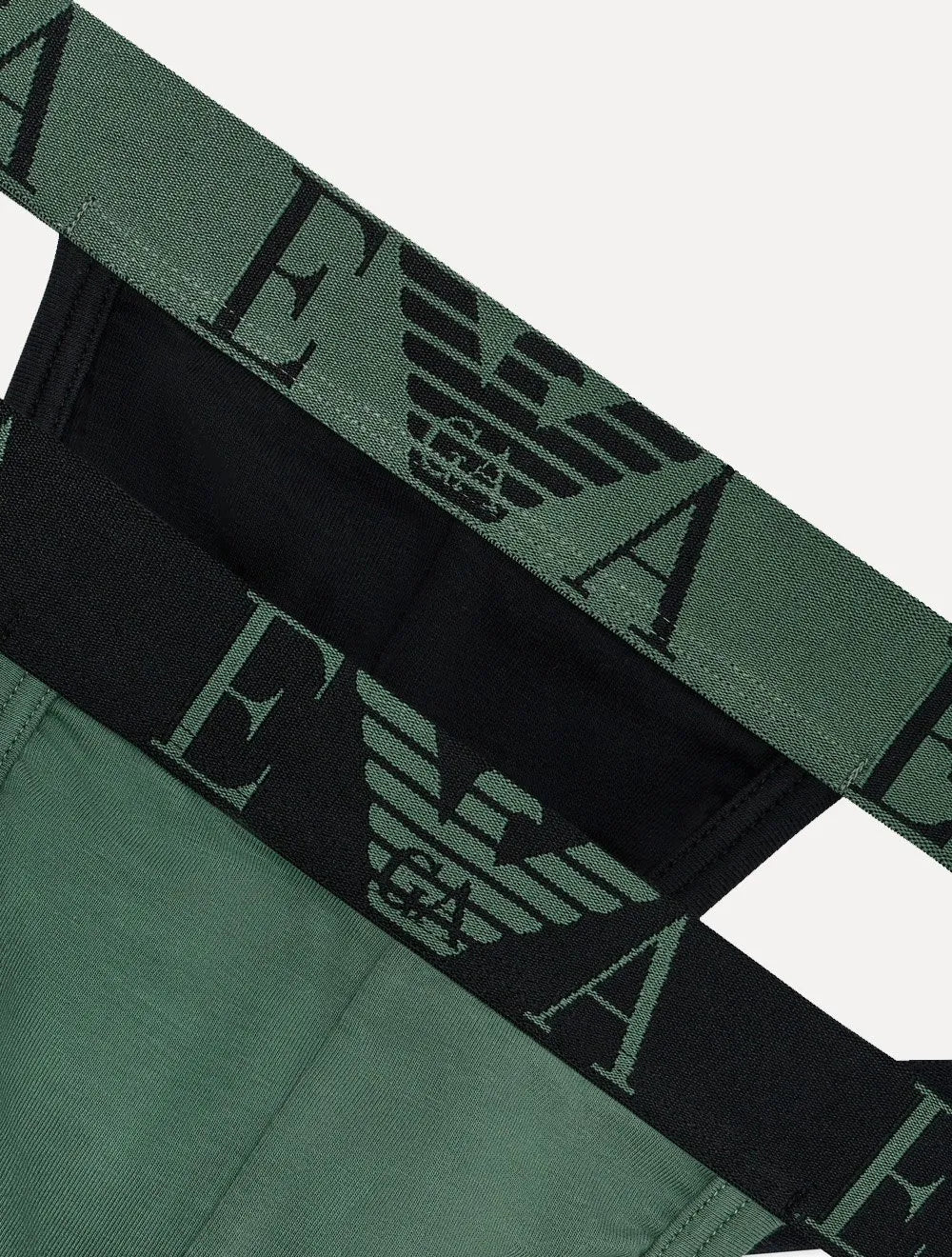 Kit Cuecas Emporio Armani Jockstrap EA Monogram Preta e Verde