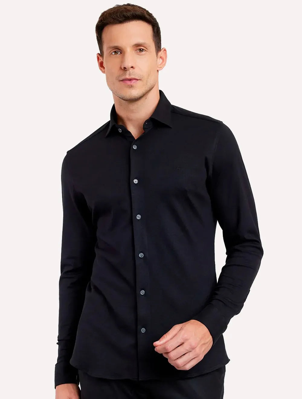 Camisa Aramis Masculina Slim Tricoline Black Stretch Preta