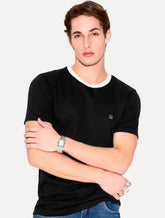 Camiseta John John Masculina Slim Fit Suedine Contrast Preto