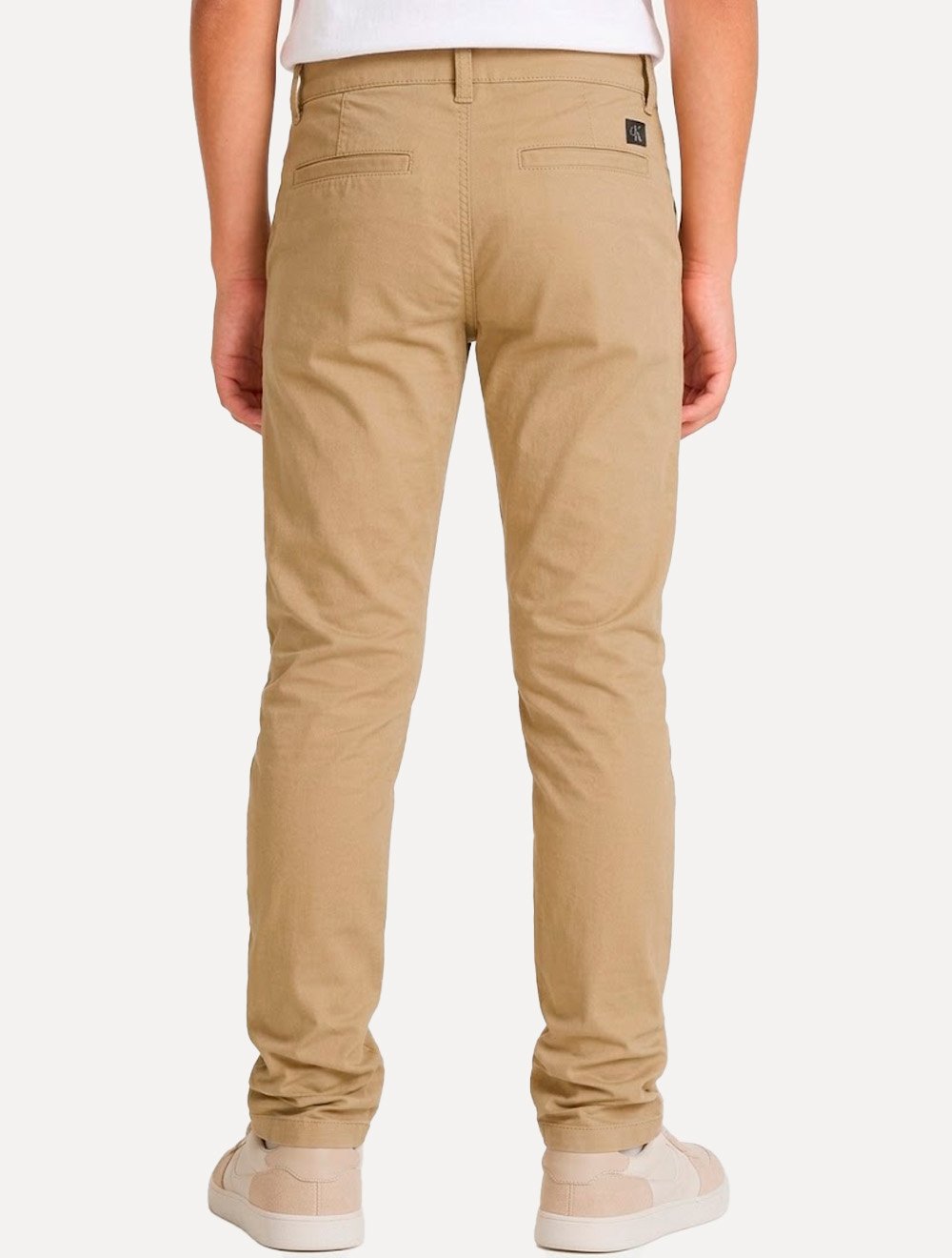 Calça Calvin Klein Jeans Infantil Low Rise Skinny Chino Caqui