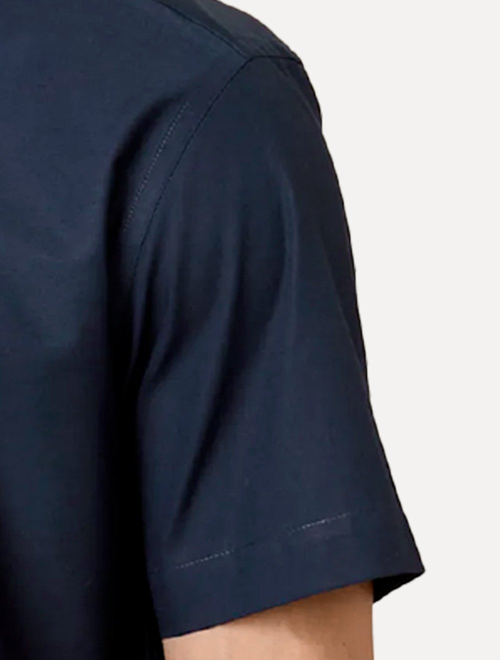 Camisa Dudalina Masculina Manga Curta Comfort Superfine Cotton Mono Logo Lisa Azul Marinho