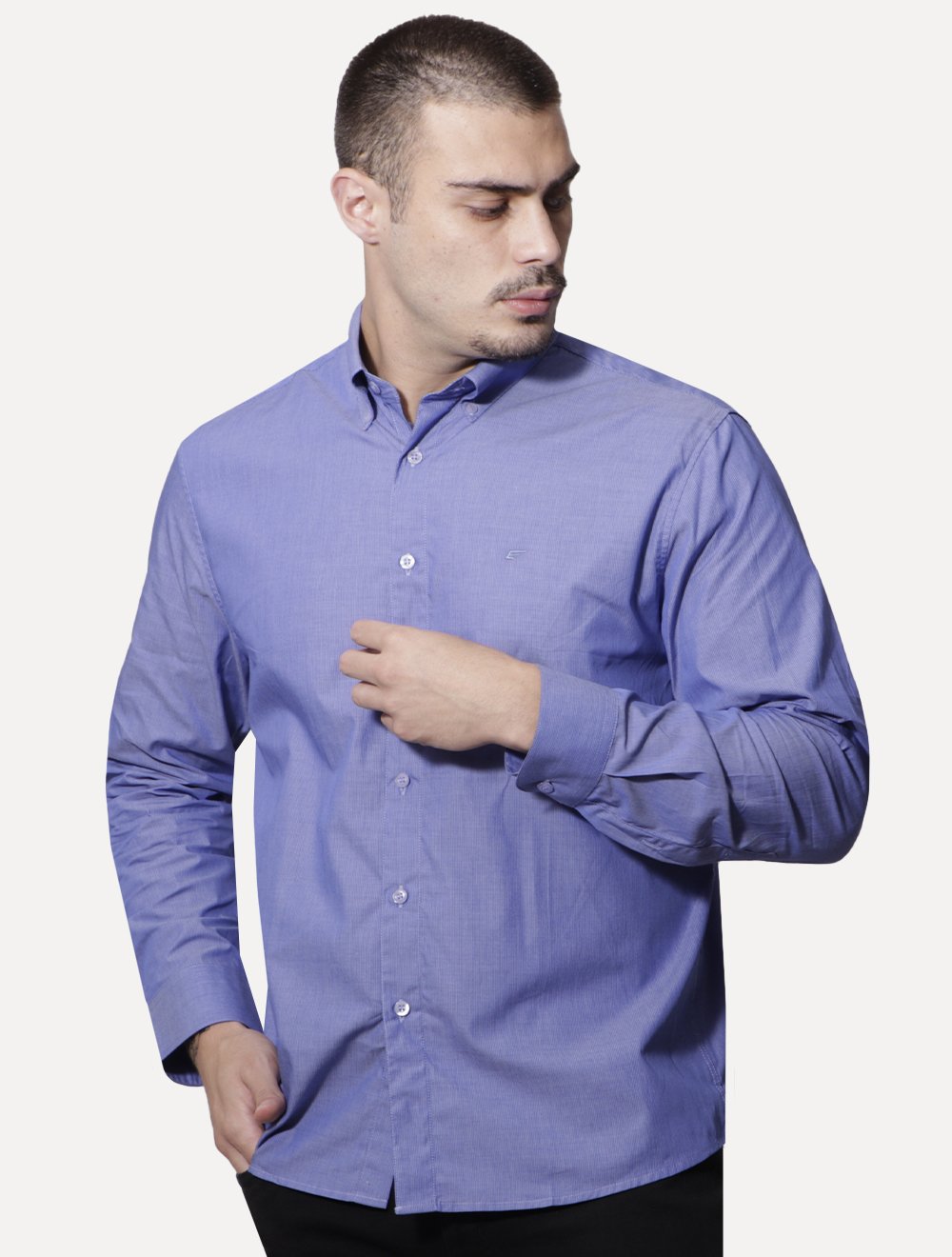 Camisa Ellus Masculina Tricoline Water Stripe Classic Azul