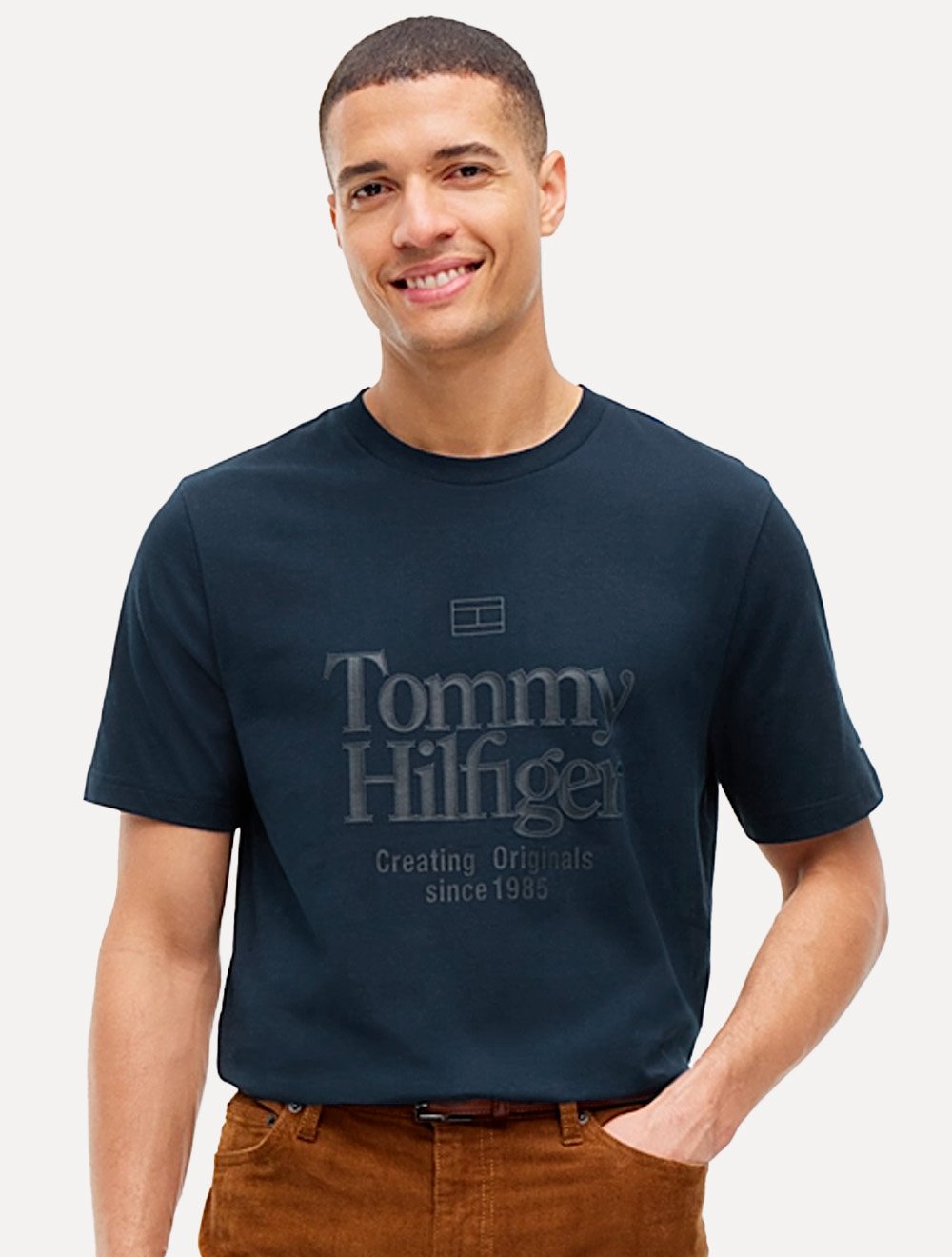 Camiseta Tommy Hilfiger Masculina Graphic Logo Washed Story Azul Marinho