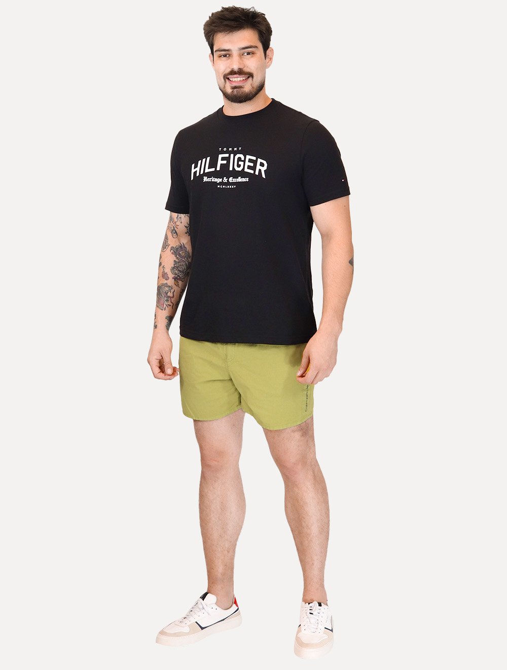 Short Calvin Klein Masculino Jeans Color Cós Elástico Silk Lateral Verde