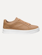 Tênis Calvin Klein Masculino Couro Casual Confort Logo Marrom