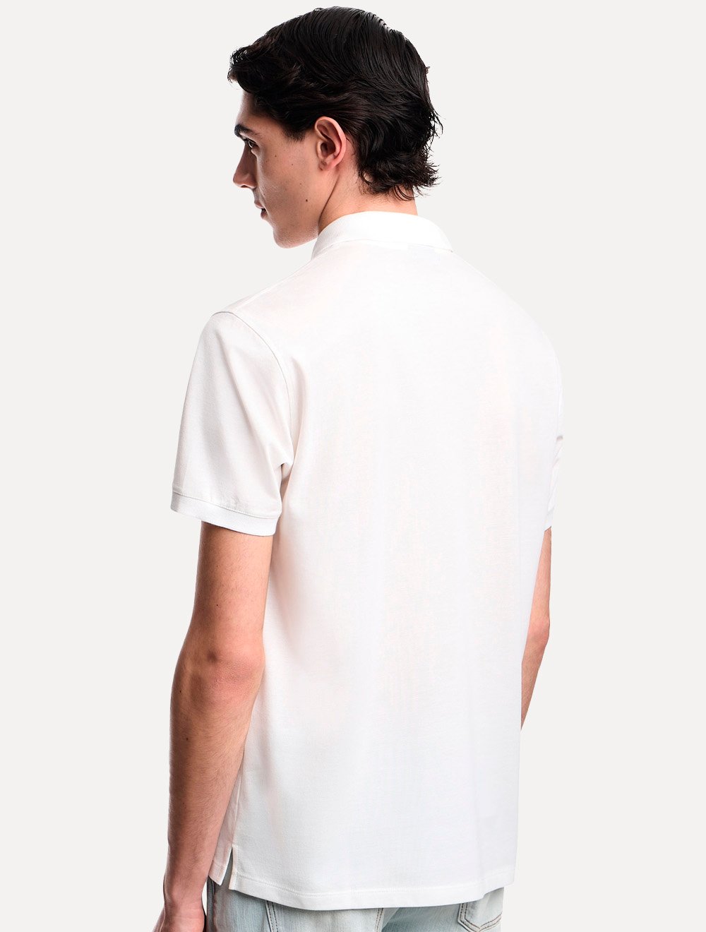 Camisa Polo Empório Armani Masculina Embossed EA Logo Embroidery Off-White