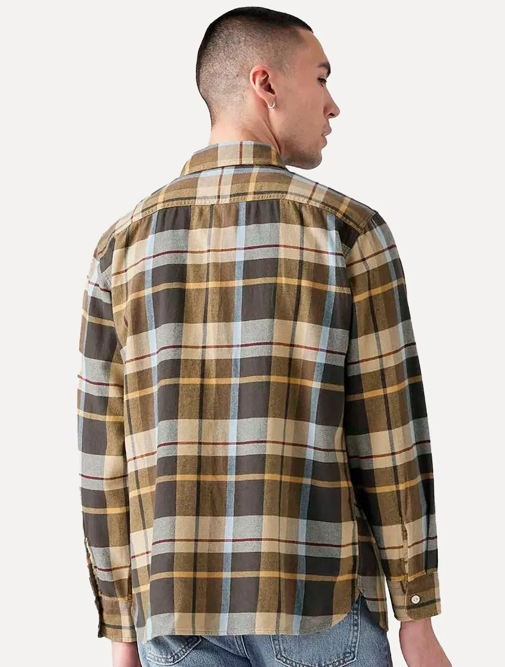 Camisa Levis Masculina Classic Worker Xadrez Marrom