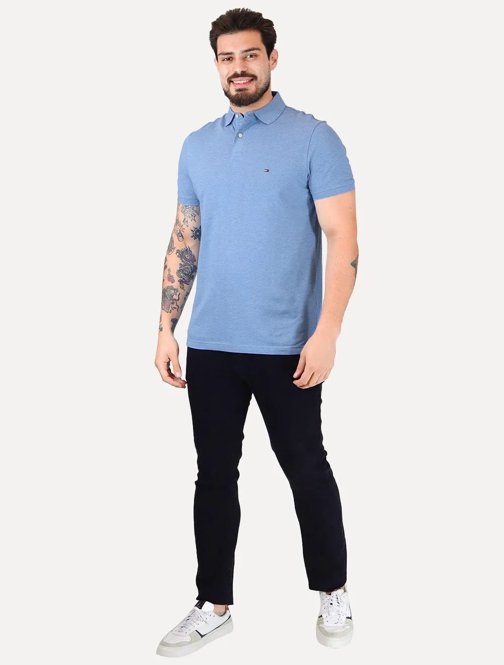 Polo Tommy Hilfiger Masculina Regular Piquet 1985 Spell Azul
