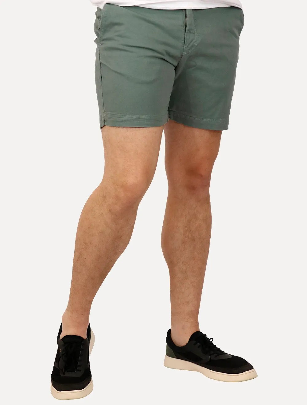 Bermuda Sergio K Masculina Chino Sarja Elastano Fivela Verde Médio