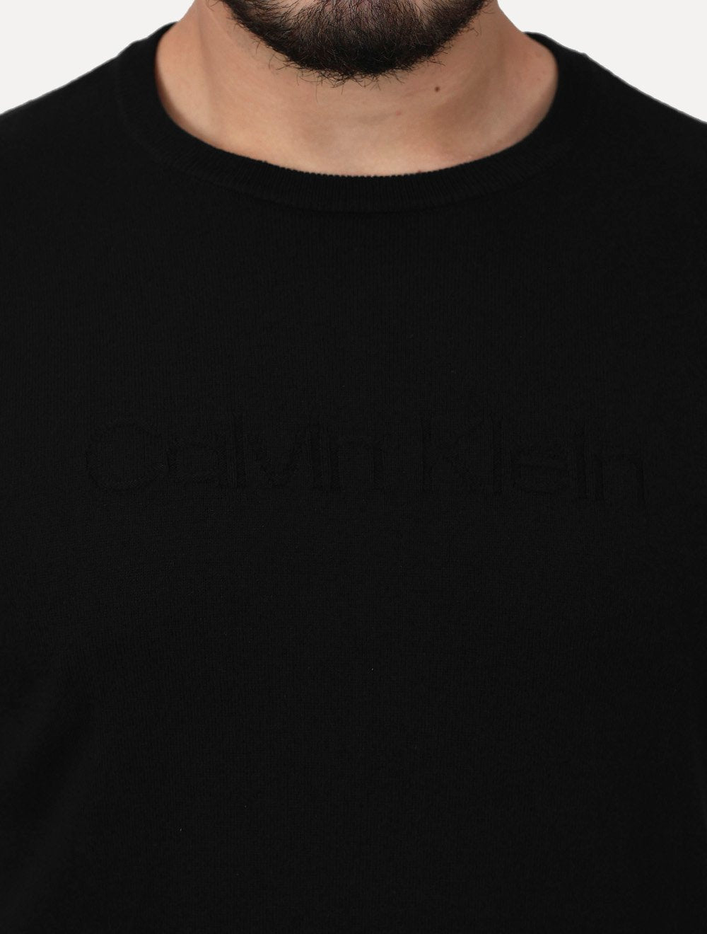 Suéter Calvin Klein Jeans Masculino Tricot Gola Careca Liso Preto
