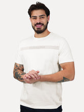 Camiseta Dudalina Masculina Essentials Stripe Center Off White