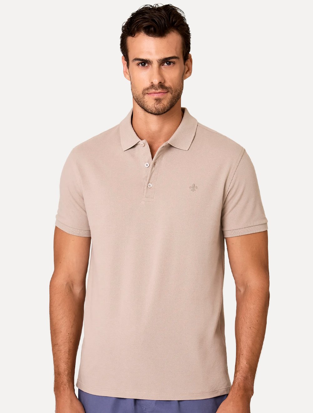 Polo Dudalina Piquet Essentials Cotton Basica Modal Cáqui Claro
