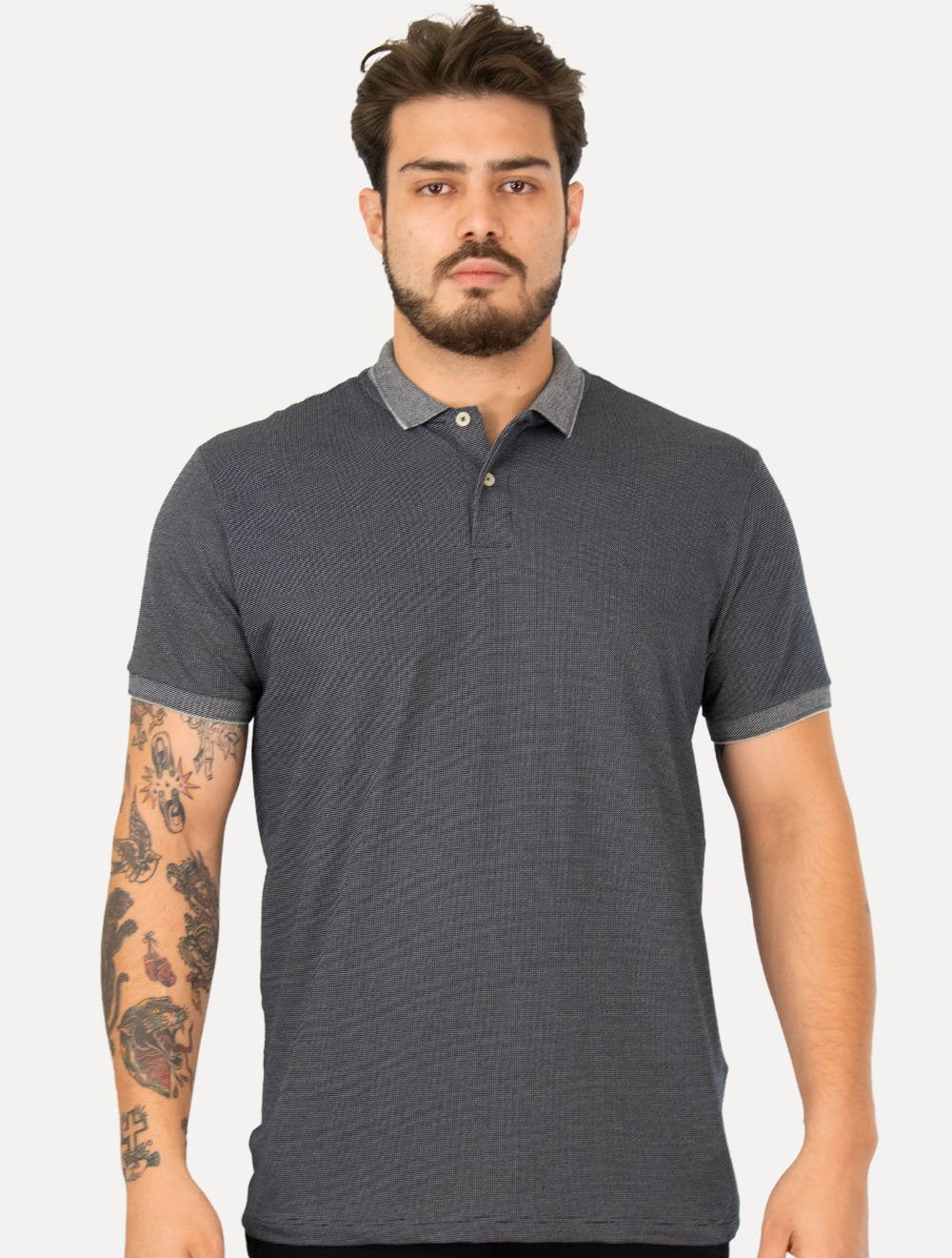 Polo Aramis Masculina Piquet Maquinetada Vegas Azul Marinho